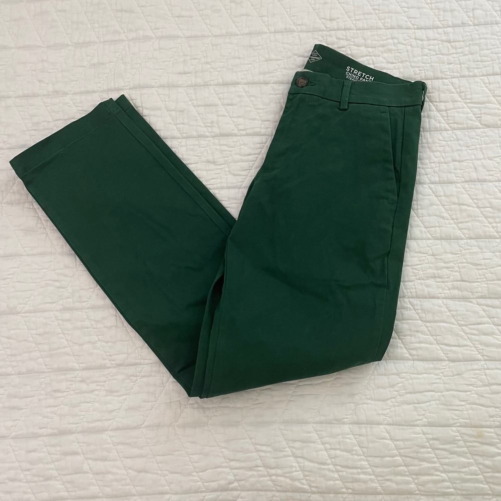 St Johns Bay Mens Houston Green Stretch Chino Pants Straight Fit 30x32 NWT